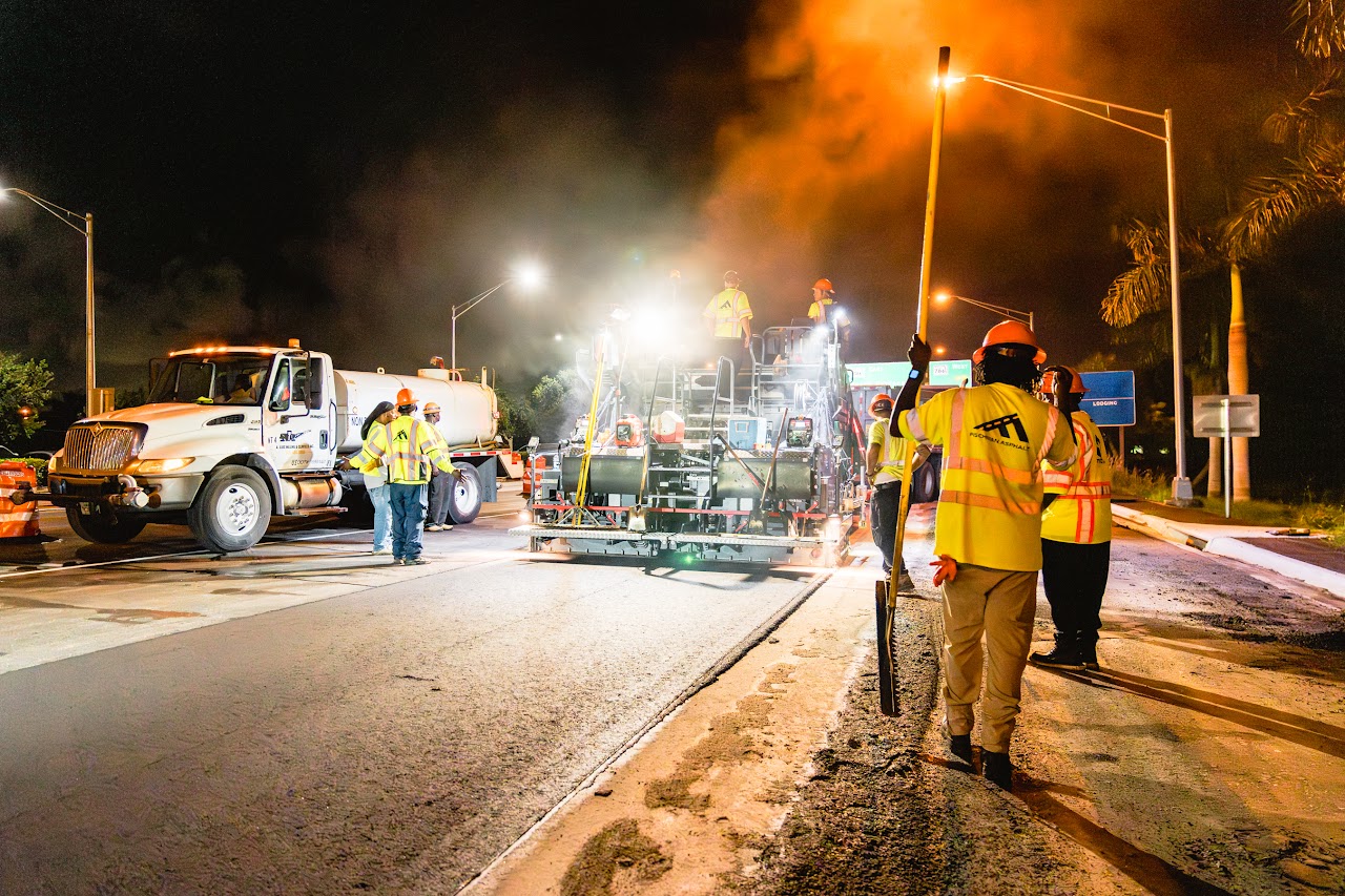 Commercial Roadway — Night Paving Operations